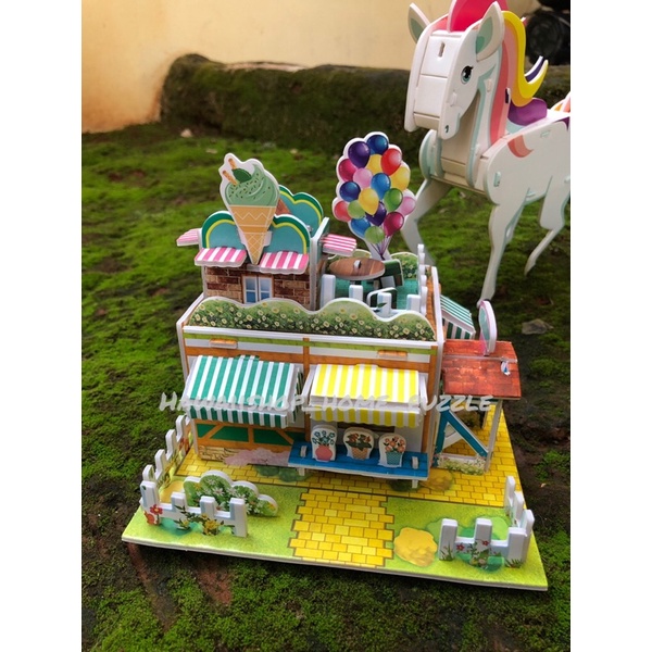 Puzzle 3D DIY bahan foam &amp; paper ICE CREAM HOUSE mainan puzzle edukasi anak (kado,pajangan,dekorasi)