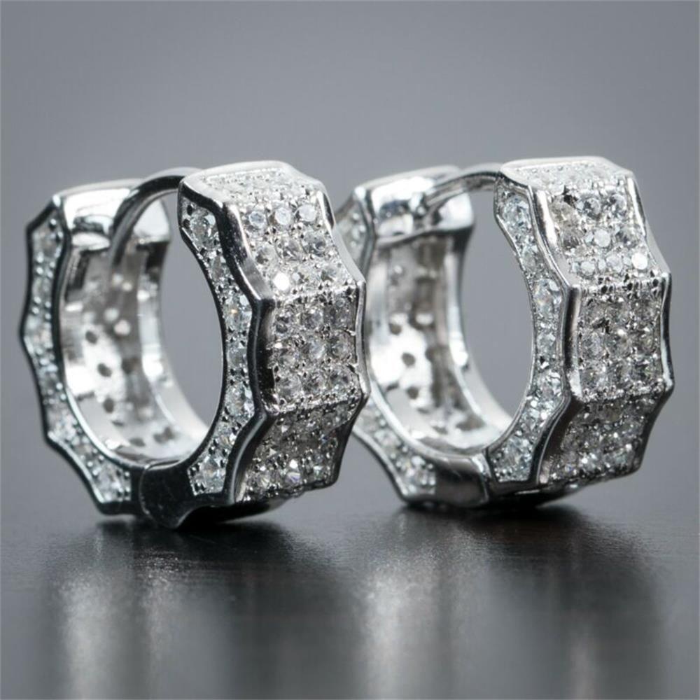 Suyo Penuh Zirkon Anting Emas Perak Cubic Zirconia Perhiasan Huggie Hoop Earring Hoop Menjuntai Ear Stud