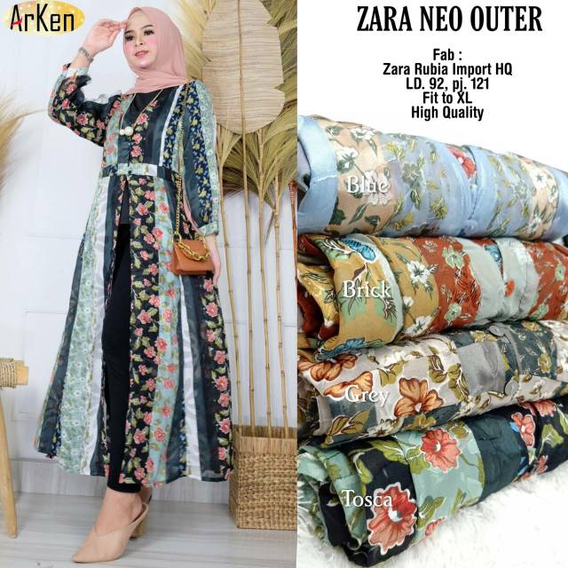 Zara neo outer / outer bunga / outer panjang / cardigan panjang motif bunga