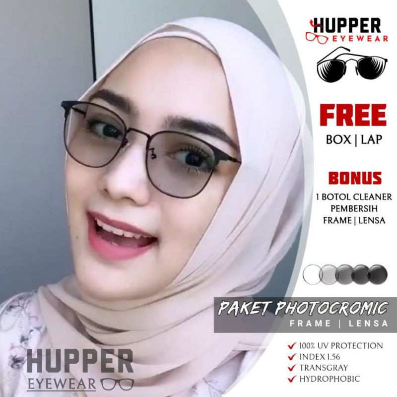 KACAMATA PHOTOCROMIC | kacamata wanita/pria | paket frame + lensa photocromik 1924