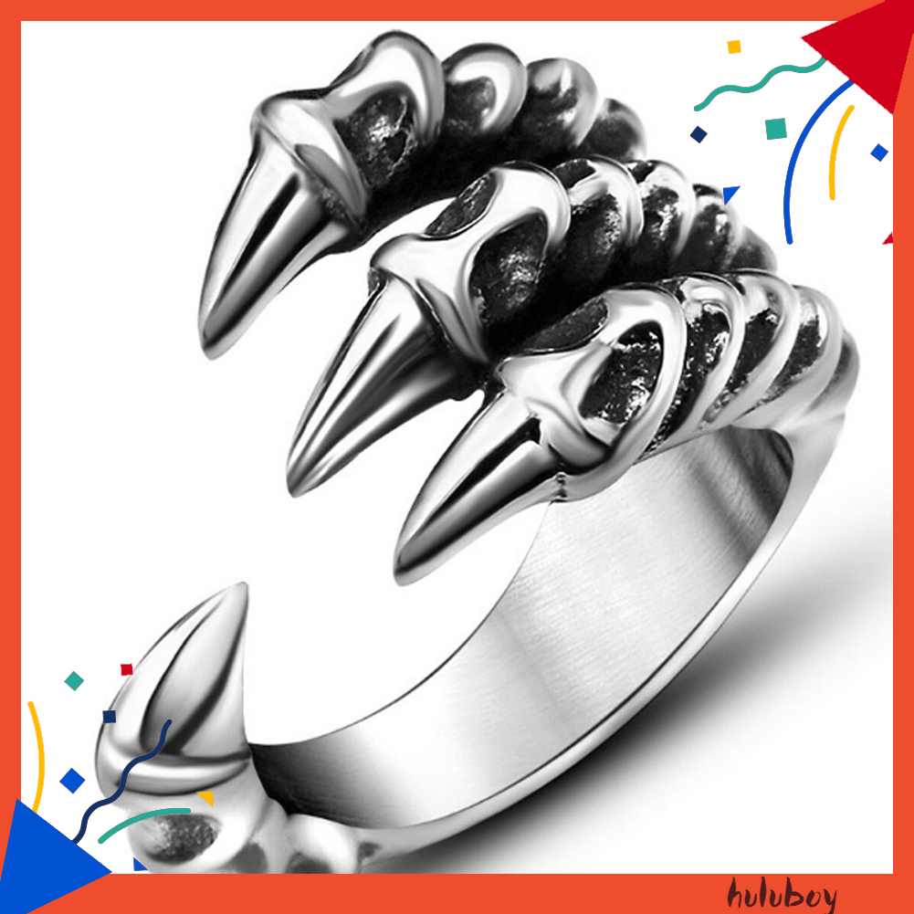 Huluboy Cincin Model Terbuka Desain Cakar Elang Gaya Vintage Adjustable Untuk Priawanita