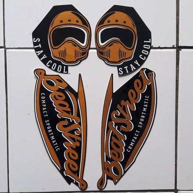 stripping sticker lis motor standar Honda beat street tahun 2018 warna hitam doff ready stock