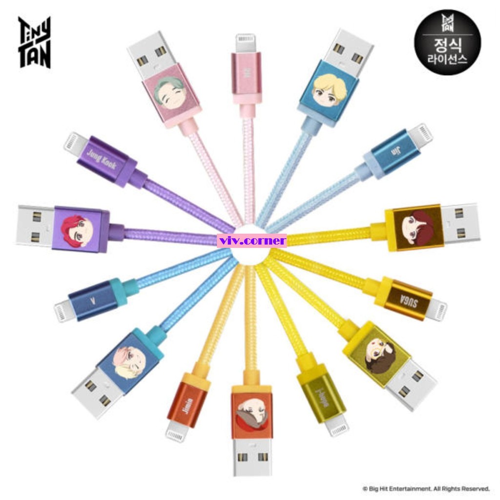BTS TinyTAN - 3in1 Cable Data - Type C - 8pin - micro - Lightning -  USB Kabel Data - Iphone Samsung