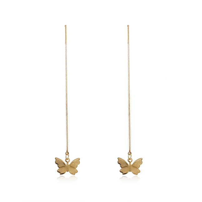 LRC Anting Tusuk Fashion Butterfly Tassel Chain Geometric K2354X