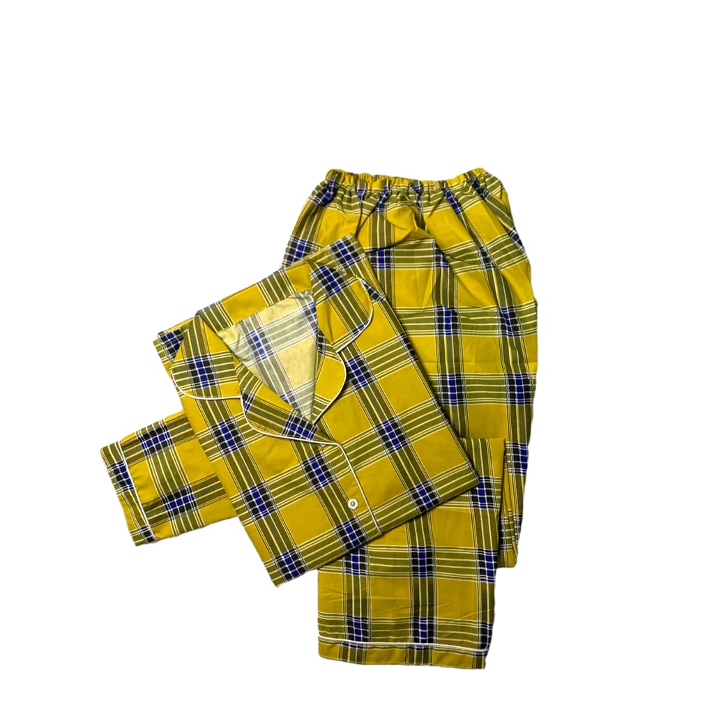 PIYAMA WANITA / BAJU TIDUR WANITA MOTIF LENGAN PANJANG MOTIF KOTAK PP-PP ORIN YELLOW