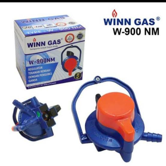 WINN Regulator Gas W900M Triple Lock - Regulator Gas dengan Triple Lock Pengunci Ganda &amp; Karet Seal Pengaman, Hemat Gas, Mudah Dipasang, Lulus SNI, Pilihan Paket Regulator + Selang