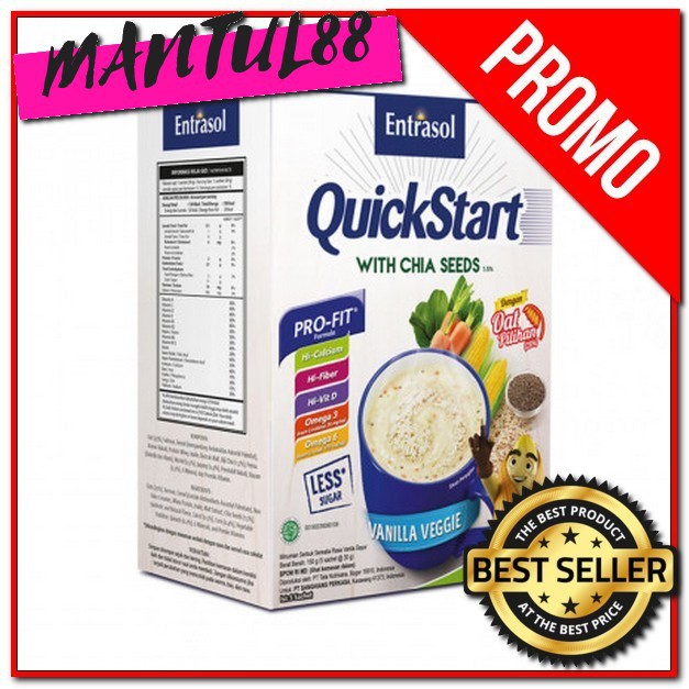 

ENTRASOL QUICKSTART VANILLA VEGGIE WITH OAT 5X30gr MURAH CEREAL SEREAL QUICK START VANILA VEGIE