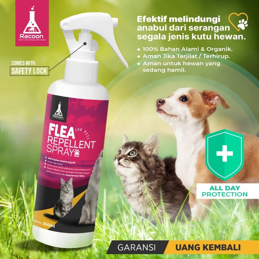 Flea Repellent Spray Obat Anti Kutu Hewan Anjing &amp; Kucing Anabul Alami 250ml Racoon Spray Pencegah Kutu Binatang