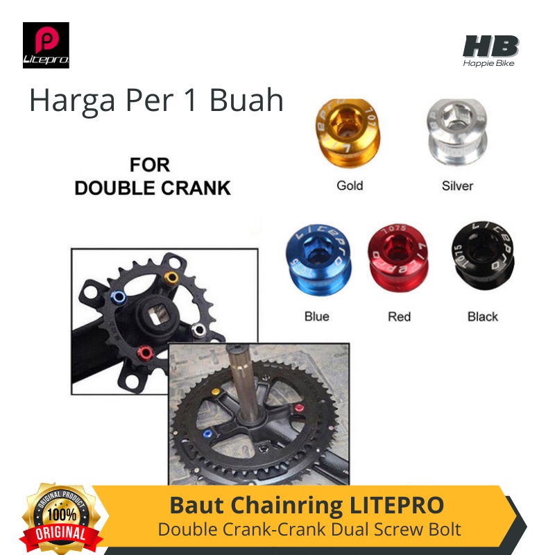 Baut Chainring LITEPRO Double Crank-Crank Dual Screw Bolt Alumunium - 5warna