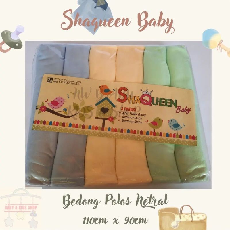 Bedong Bayi Shaqueen Baby Set Polos Netral