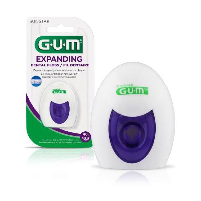 GUM expanding dental floss 40 meter benang gigi wax waxed 40m