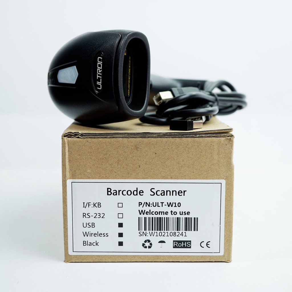 BARCODE SCANNER WIRELESS ULTRON W10 1D USB RECEIVER DONGLE