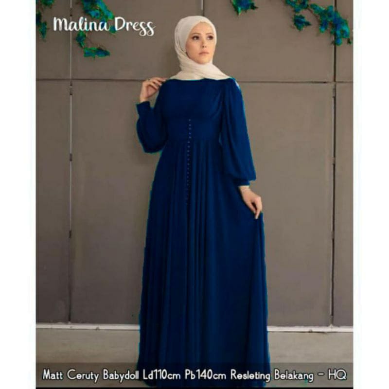 READY MALINA DRESS BY MADANI LABEL / DRESS MAXY CERUTY TERMURAH / GAMIS KONDANGAN POLOS / GAMIS LEBA