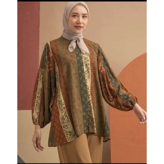 Camelia Blouse Amber by Heaven Light in Rose  Baju Kemeja Wanita Motif Bunga Wanita Blouse Wanita OR