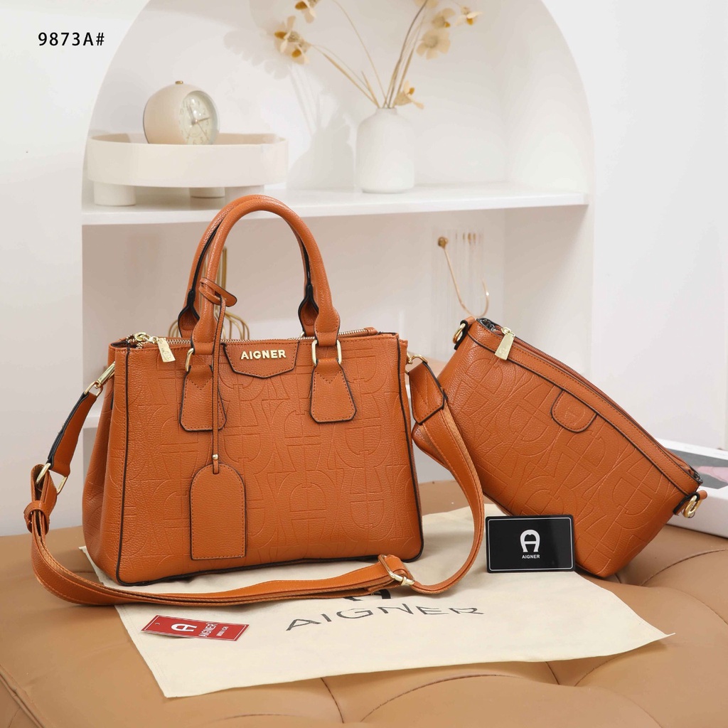 Embossed Leather Satchel 9873A