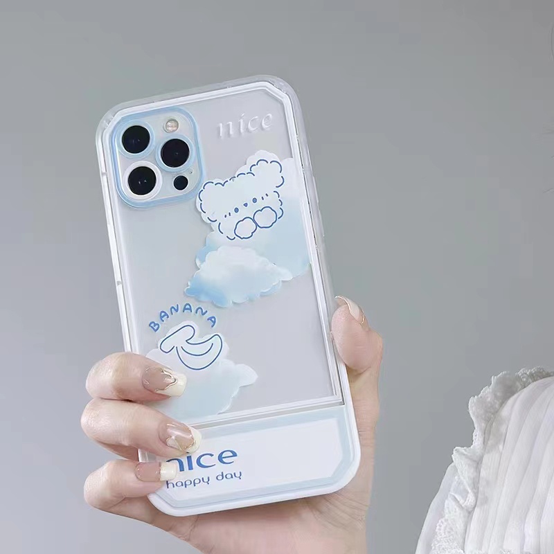 Soft Case Silikon TPU Transparan Motif Awan Beruang Untuk iPhone 13 12 Pro Max 11 XS XR X 8 7 6S Plus