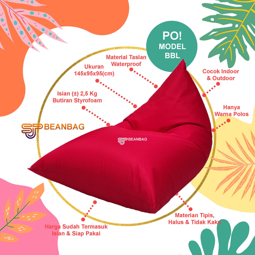 BEAN BAG Plus Isian (±) 2 kg Butiran Styrofoam - TRIANGLE - WATERPROOF BEANBAG DEWASA SIZE LARGE
