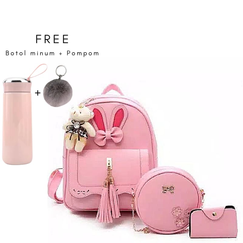 RAJA Tas Ransel FUNNYCHAY//Fashion Pita Kuping Rumbai 3in1 / Backpack Murah