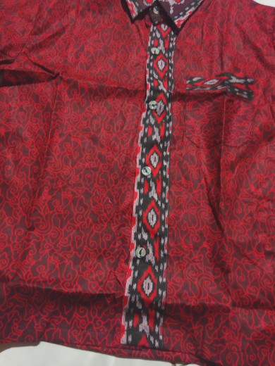 Batik Couple Keluarga Maura Couple Sania Ruffle Ori Ndoro Jowi Dnt Termurah Motif Mega Mendung Merah