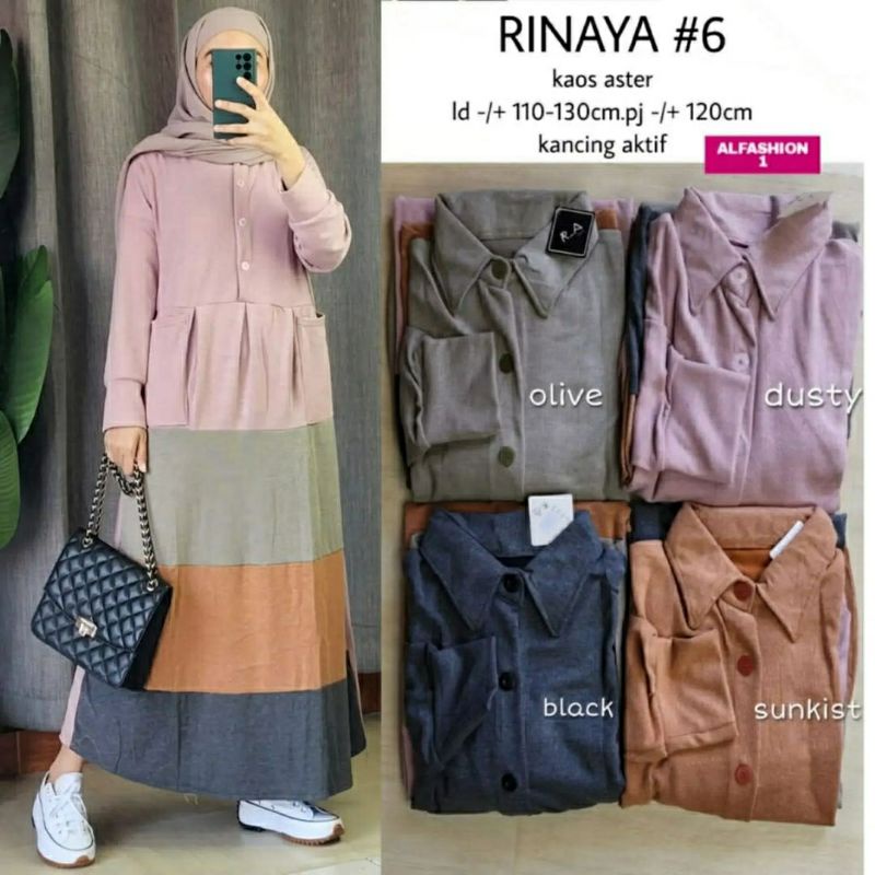 Rinaya #6 Midi, MIDI DRESS MUSLIM JUMBO CANTIK FIT XXX6LD 110-130 BAHAN KAOS ASTER IMPORT TERMURAH OOTD MODIS