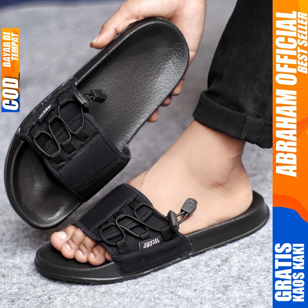 ABRHM X VICENT Sandal Slide Pria Sandal Slop Pria Sendal Selop Cowok / Cowo Ori Keren Kekinian