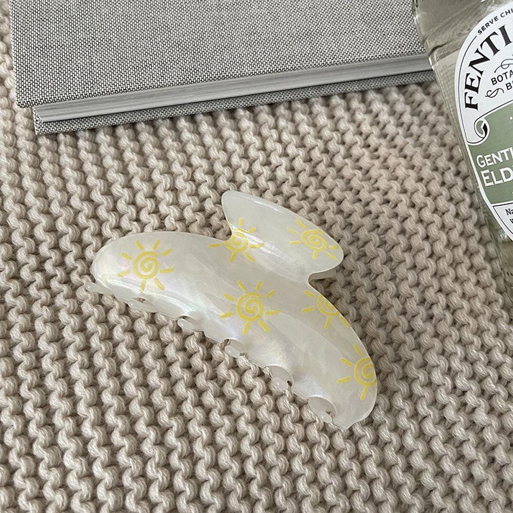 Agustina Wanita Cakar Rambut Trendy Vintage Hati Untuk Perempuan Sun Hairgrip Tulip Bunga Akrilik Hiu Klip