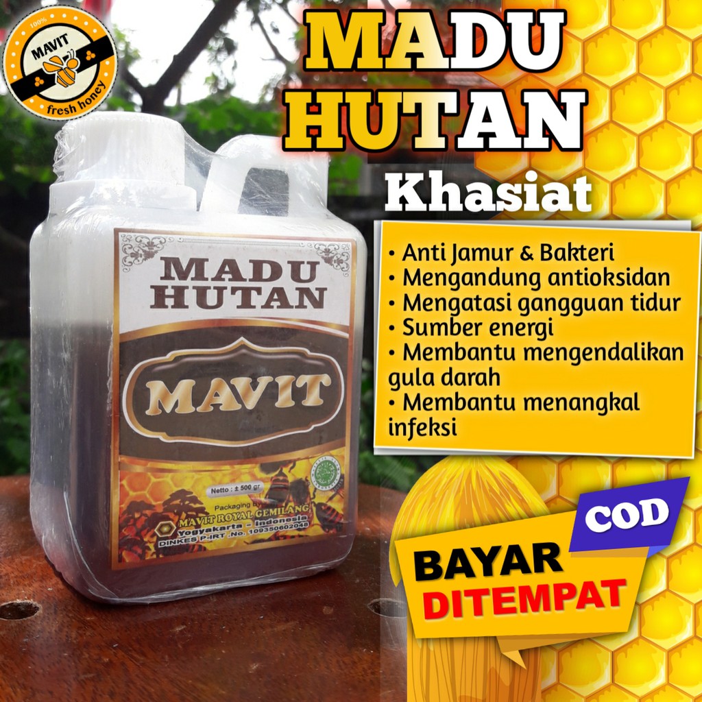 

MAVIT MADU HUTAN MURNI ASLI KEDIRI 500gr / MADU HERBAL ALAMI | Meningkatkan daya tahan tubuh - Sebagai Antioksidan - Melancarkan sistem pencernaan - Sebagai sumber nutrisi - Menambah tenaga - Memelihara kesehatan dan kebugaran tubuh | GROSIR & ECERAN