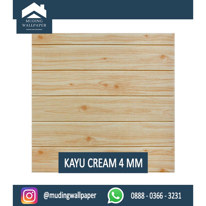 Wallpaper Bata Putih 3D Foam 77 x 70 cm-Kayu Cream 4 MM