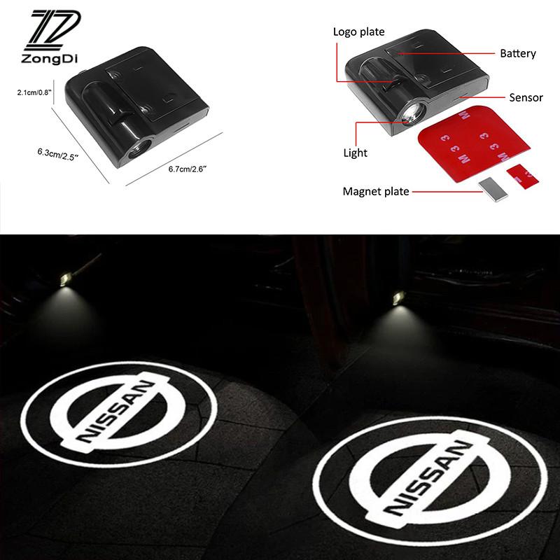 2pcs Lampu LED Proyektor Logo Nissan Untuk Pintu Mobil Versa Kicks March Tida Sentra Livina Gtr Skyline