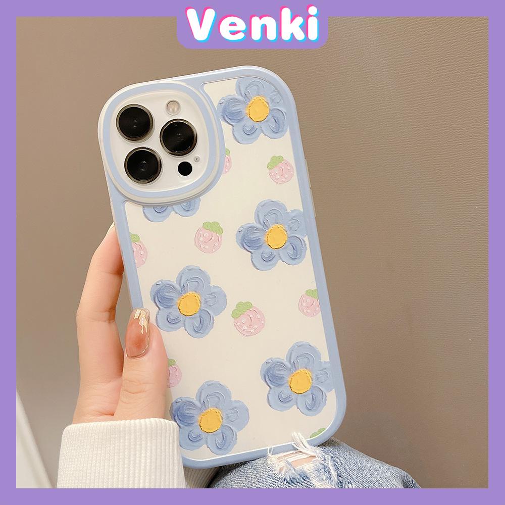 iPhone Case Silicone Soft Case Clear Case Thickened Airbag Shockproof Camera Full Coverage Protection Blue Flowers Cute For iPhone 13 Pro Max iPhone 12 Pro Max iPhone 11 7 Plus