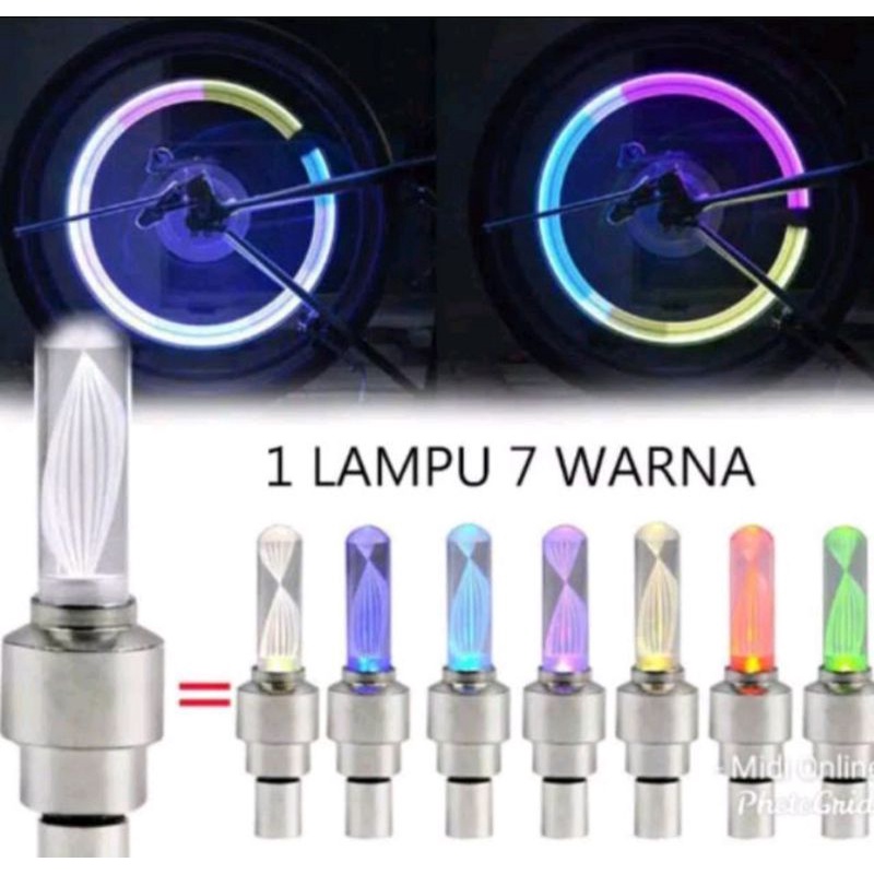 Tutup Pentil Nyala Isi Sepasang 7 warna dan 1 warna sensor gerak