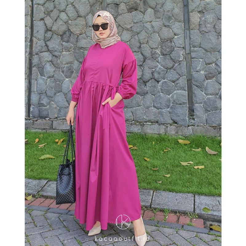 Jual GAMIS TOYOBO PREMIUM KERUT KEKINIAN LENGAN BALON S M L XL XXL XXXL