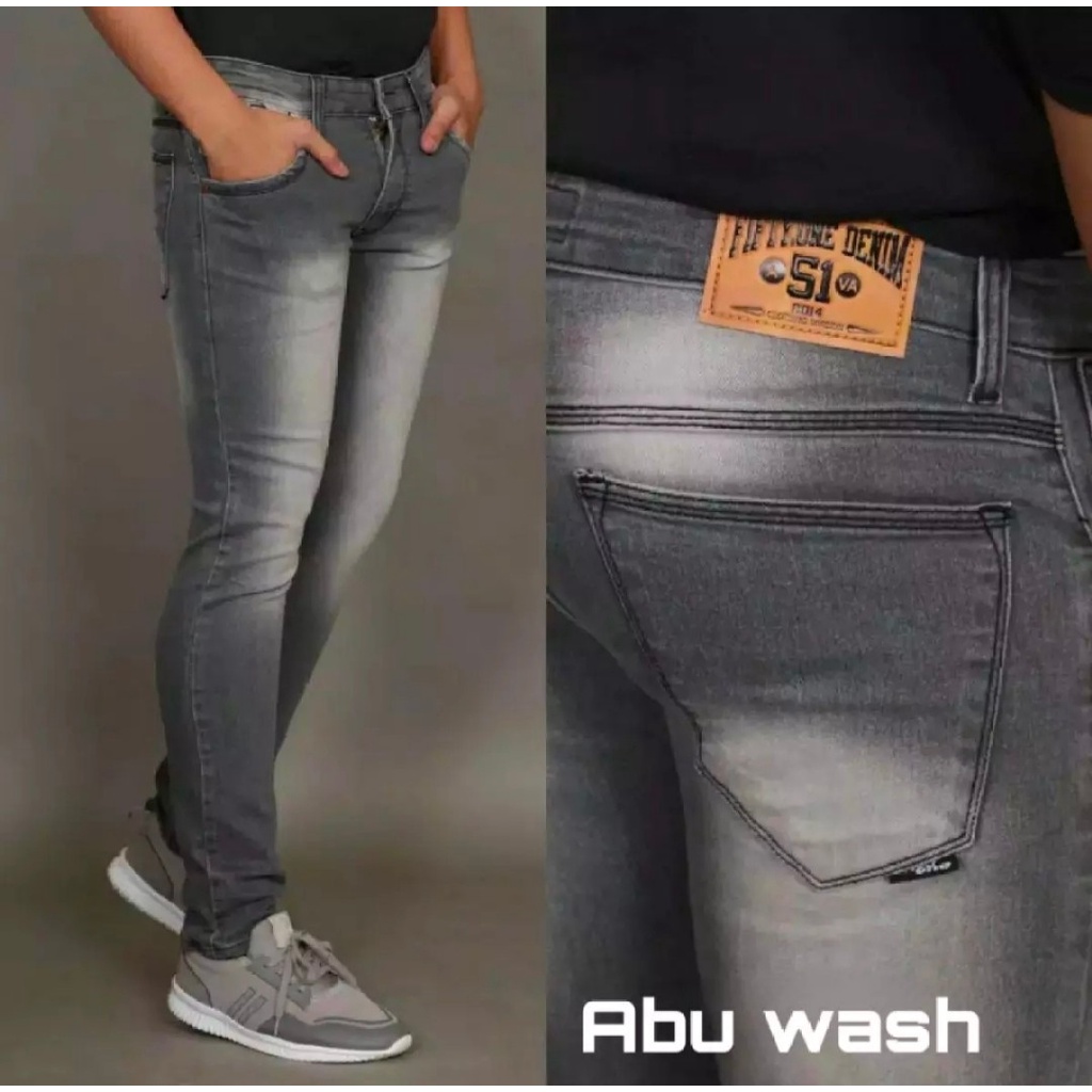 Celana Jeans Hitam Pekat / Celana Jeans Pria / Celana Jeans Slimfit Ngaret / Celana Jeans Hitam Nomi