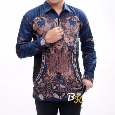 [ Bisa Cod ] Kemeja Batik Lengan Panjang Kondangan Navy Series By Batikid