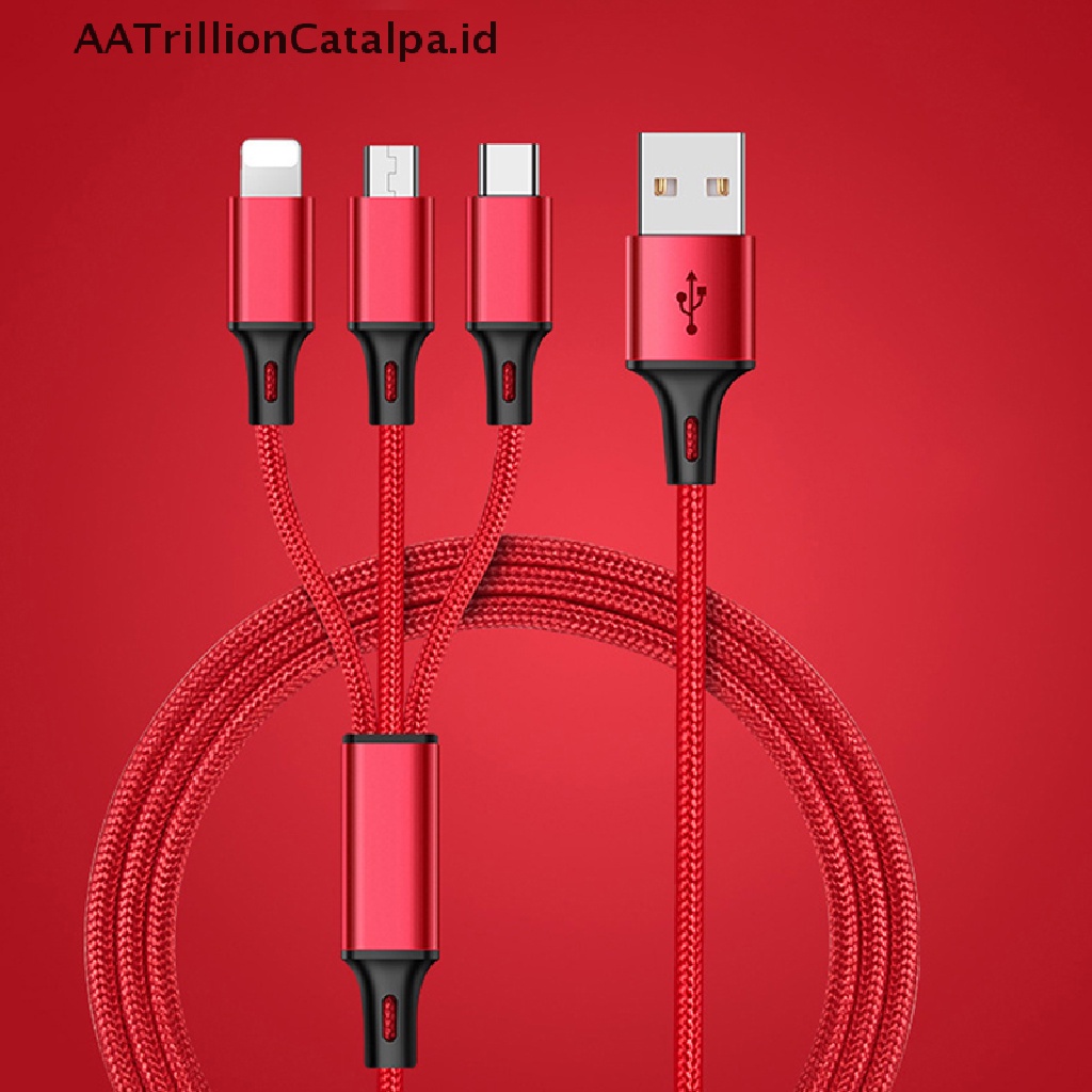 Aatrillioncatalpa 3 in 1 Kabel Data / Charger Micro USB / Tipe-C Fast Charging Untuk iPhone / Android