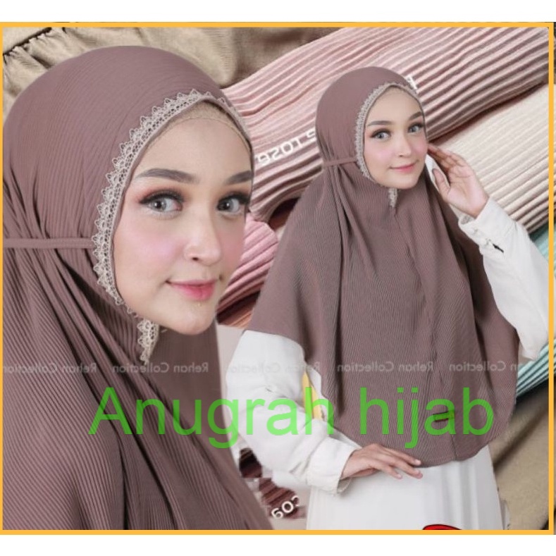 terbaru Jilbab Bergo plisket lidi RENDA prada 90x110cm Maryam Malay Plisket Prada premium