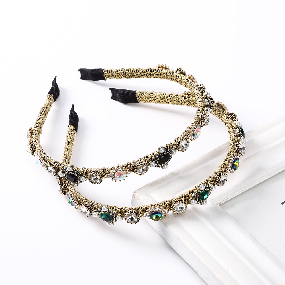 Fashion Rhinestone Pearl Headband Temperament Diamond Crystal Hair Bands for Women Hair Accessories