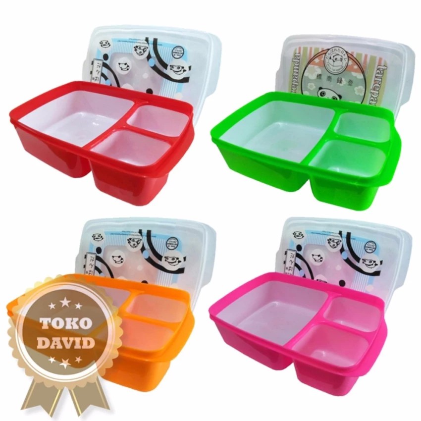 Calista lunch box kotak makan 3 sekat food grade Random Colour / Bekal Makan