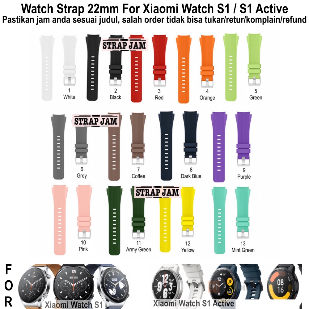 M46 Tali Jam Xiaomi Watch S1 / Active - Strap 22mm Rubber Silikon Sporty Silver Buckle