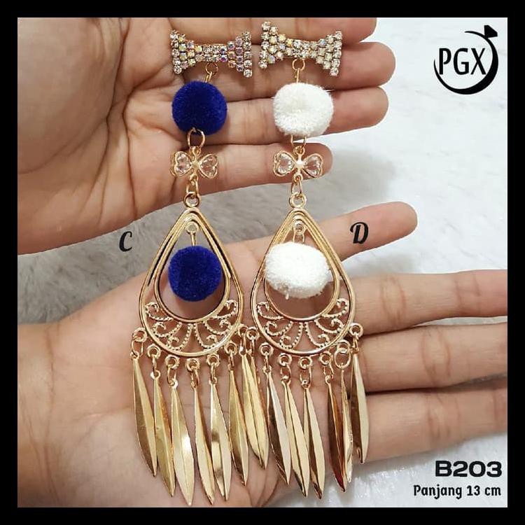 100% BERKUALITAS BROS DAGU JUNTAI PANJANG BERLIAN POMPOM AKSESORIS HIJAB JILBAB - B203 100% TERMURAH