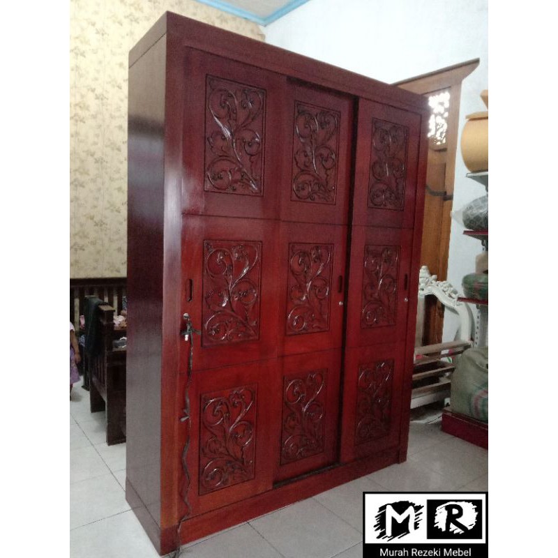 lemari sliding/lemari geser/lemari pintu sliding/lemari pintu geser/lemari jati murah