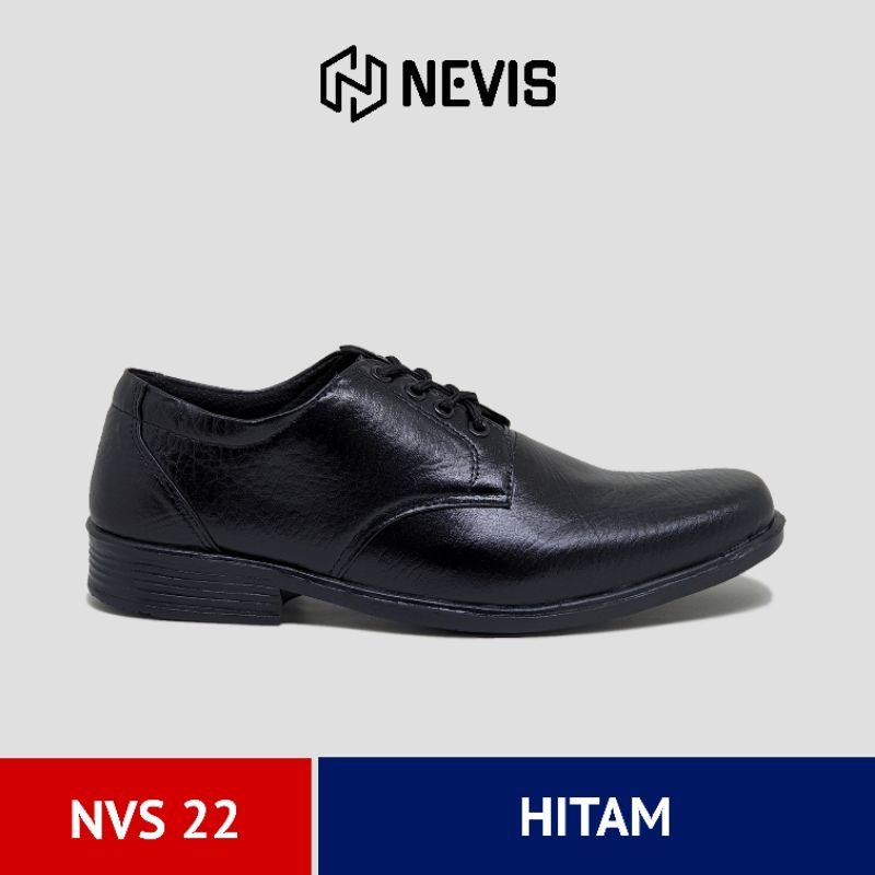 Sepatu Pantofel Pria Original Nevis NVS 22 Kerja Formal Kantor Fantofel Tali Kulit Hitam