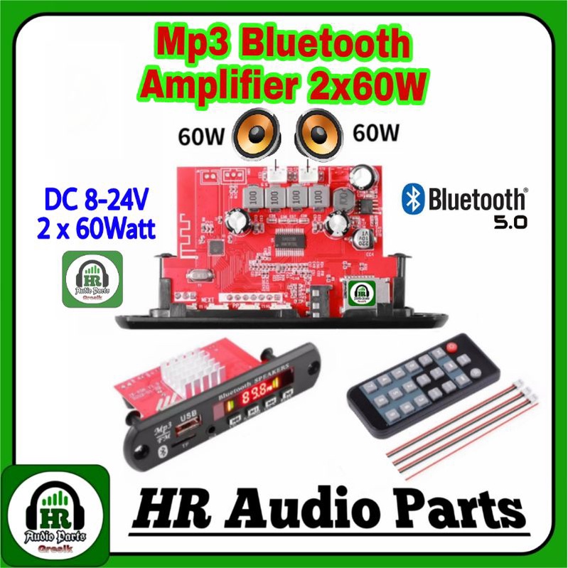 Mp3 Bluetooth 5.0 Plus Amplifier 2 x 60W DC 8V - 24V 2*60W 120W Decoder Board