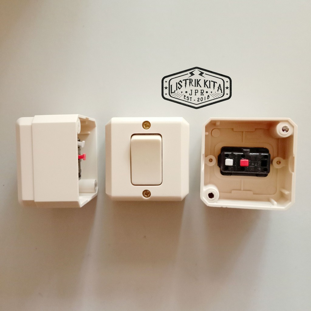 Saklar Engkel OB (tempel kayu) bentuk kotak merk Broco