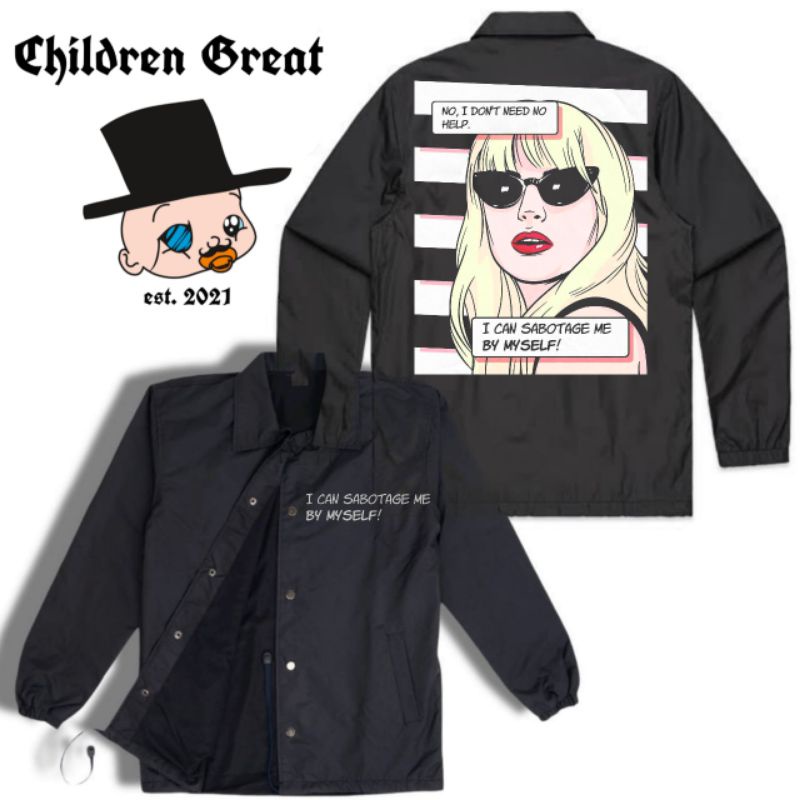 Coach jaket PARAMORE jacket band musik rock VINTAGE parasut waterproof taslan polos hitam windbreake