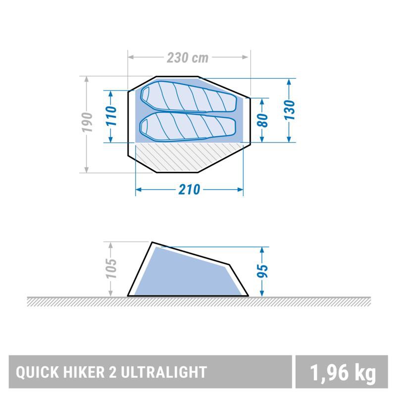 QUECHUA Quickhiker Ultralight 2 Trekking Tenda Untuk 2 Orang