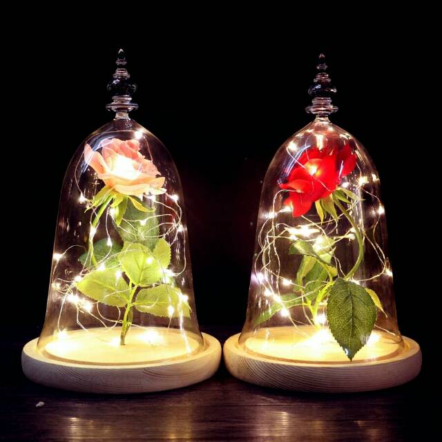 Bunga beauty and the beast plastik lampu led