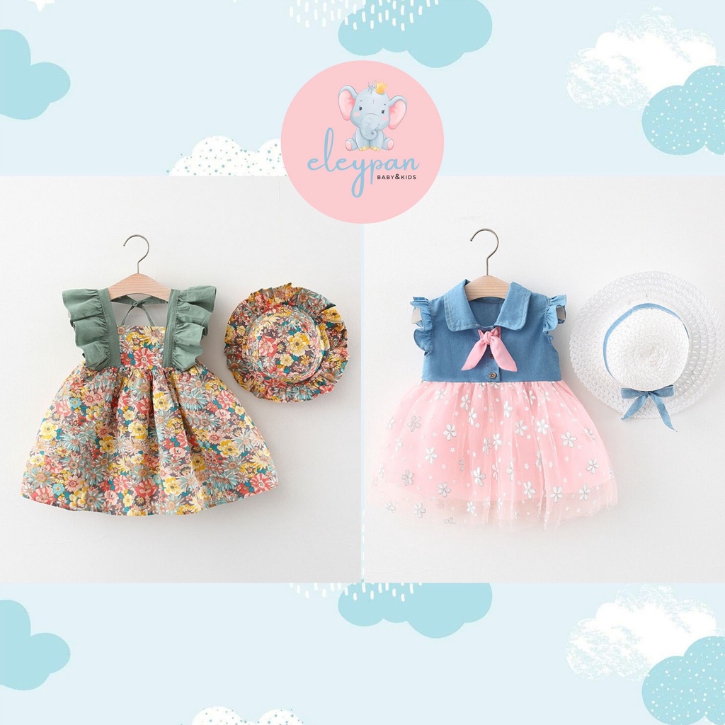 [eleypan.kids] Dress Anak BONUS TOPI IMPORT Quality Dress Summer Anak Terusan Tanpa Lengan Impor Dress Pantai Anak