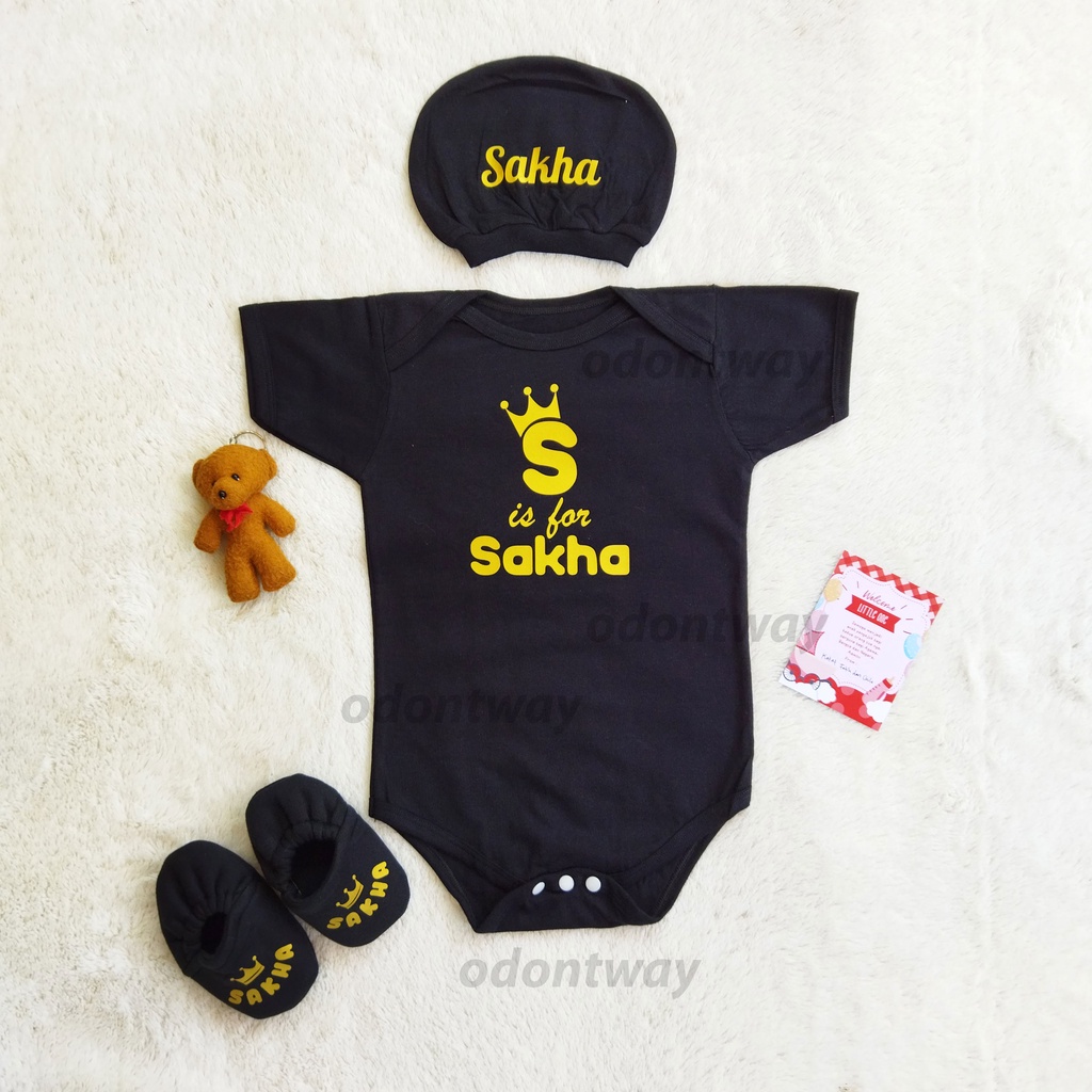 Hampers Baby Hadiah Kado Lahiran Bayi Baby Gift Set Custom Nama Bisa Bayi Perempuan Laki Laki Murah-Hitam