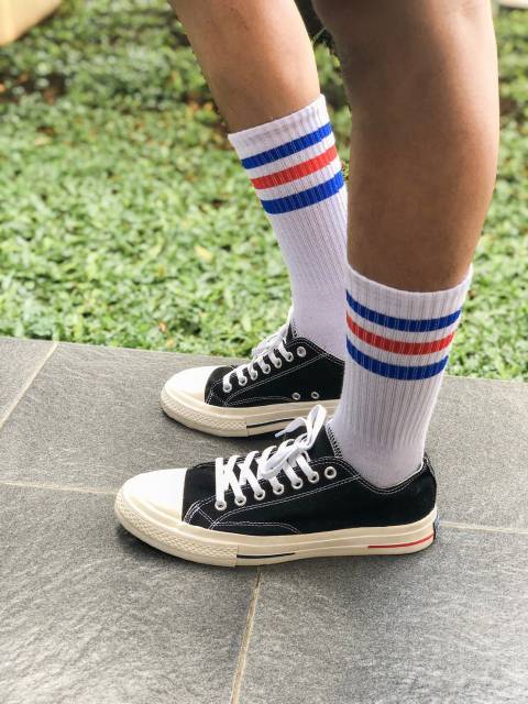 Sepatu Sekolah Converse All Star Classic, Converse 70s Low Black-White Sepatu All Star Chuck Taylor